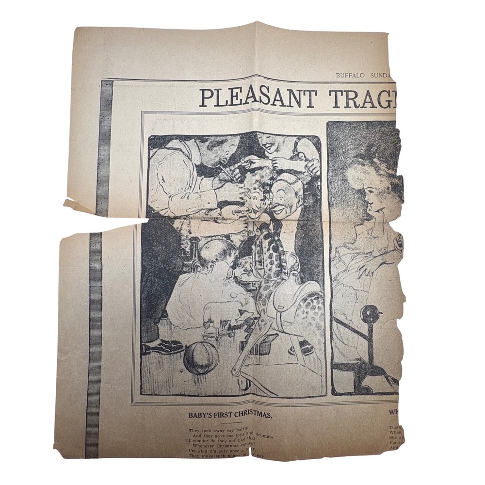1913 Buffalo Sunday Express Newspaper Clipping Pleasant Tragedies Art Comic